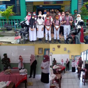 Babinsa Korami 0831/01 Simokerto Pantau Pembelajaran Tatap Muka di Sekolah SDN Sidodadi 1