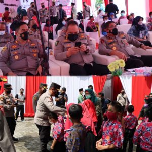 Wakapolda Jatim Tinjau Vaksinasi di SDN 51 Gresik
