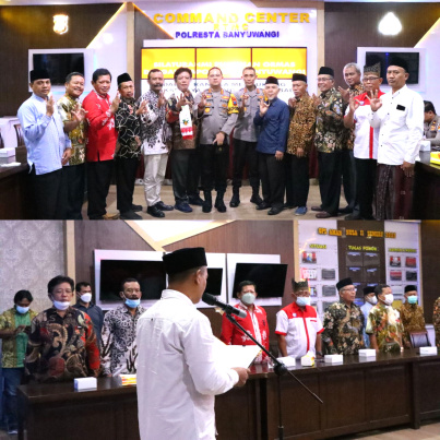 Polresta Banyuwangi Gandeng FKUB, Pimpin Ormas Deklarasi Dukung Sukseskan KTT G20 Bali